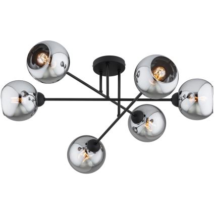 Brilagi - Přisazený lustr DIOR 6xE27/60W/230V černá/kouřová šedá