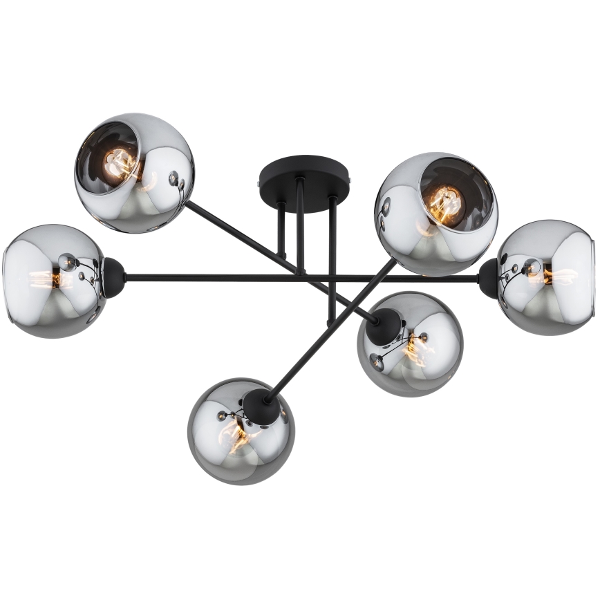 Brilagi - Přisazený lustr DIOR 6xE27/60W/230V černá/kouřová šedá
