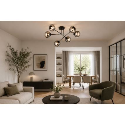 Brilagi - Přisazený lustr DIOR 6xE27/60W/230V černá/kouřová šedá