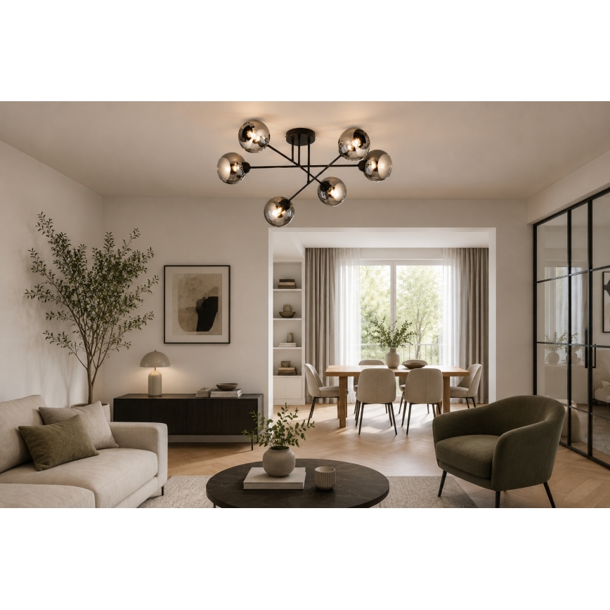 Brilagi - Přisazený lustr DIOR 6xE27/60W/230V černá/kouřová šedá