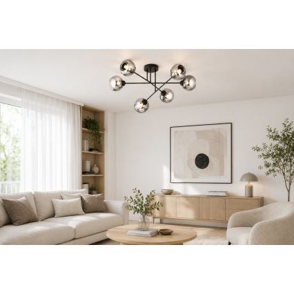 Brilagi - Přisazený lustr DIOR 6xE27/60W/230V černá/kouřová šedá