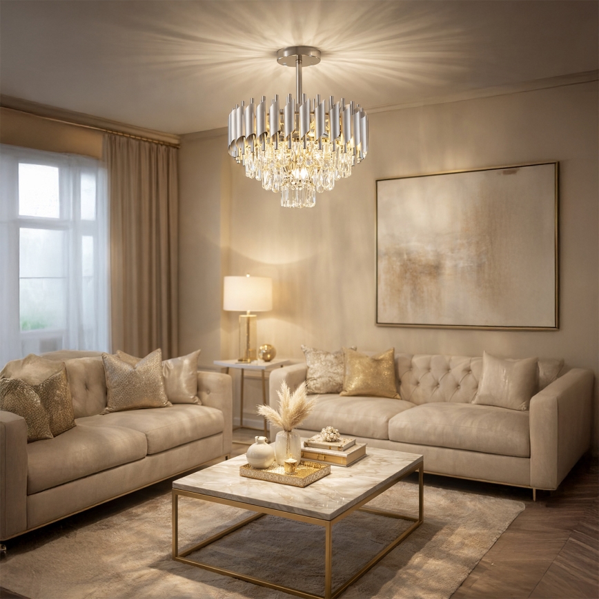 Brilagi - Přisazený lustr ECLIPSE 5xE14/10W/230V pr. 38 cm stříbrná