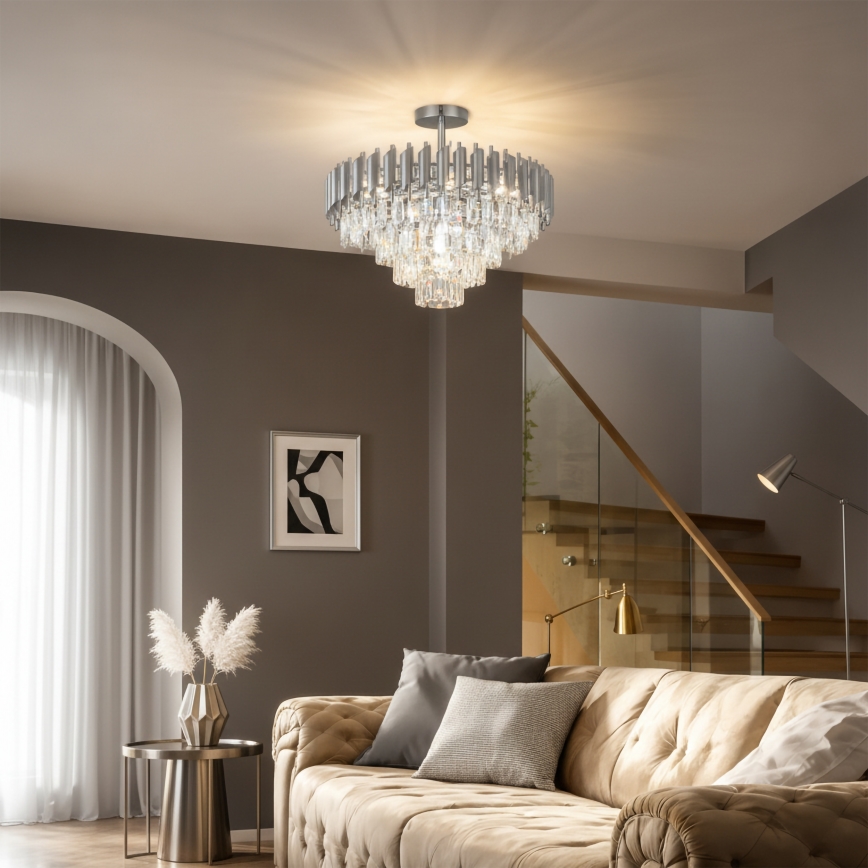 Brilagi - Přisazený lustr ECLIPSE 7xE14/10W/230V pr. 48 cm stříbrná