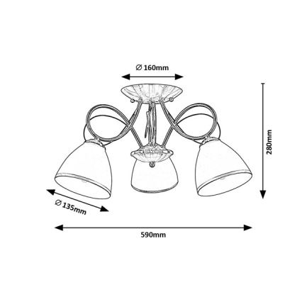 Brilagi - Přisazený lustr FRED 3xE27/60W/230V pr. 59 cm bronzová