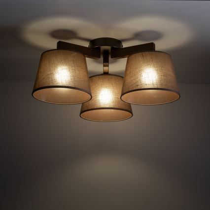 Brilagi - Přisazený lustr LATTE 3xE27/60W/230V borovice/hnědá