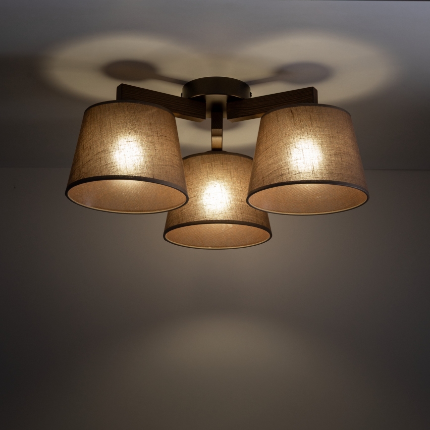 Brilagi - Přisazený lustr LATTE 3xE27/60W/230V borovice/hnědá