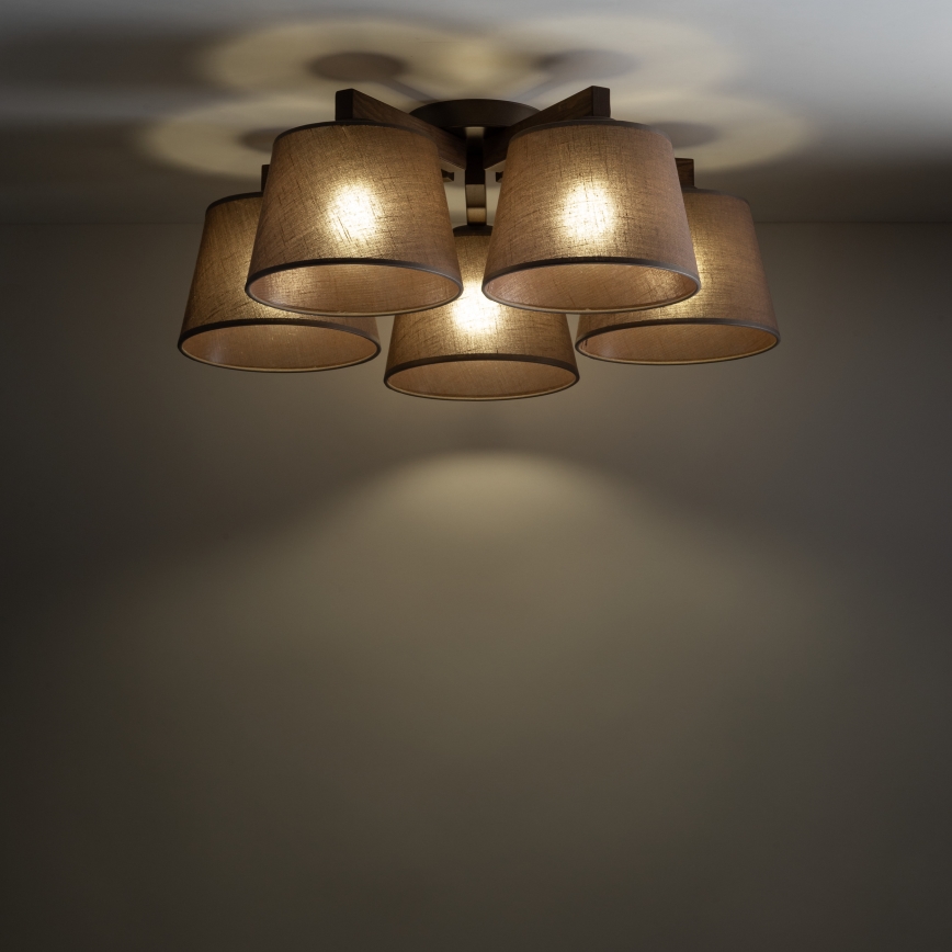 Brilagi - Přisazený lustr LATTE 5xE27/60W/230V borovice/hnědá