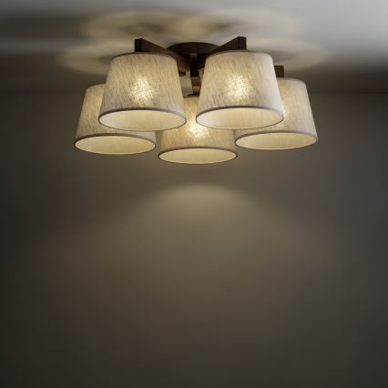 Brilagi - Přisazený lustr LATTE 5xE27/60W/230V borovice/krémová