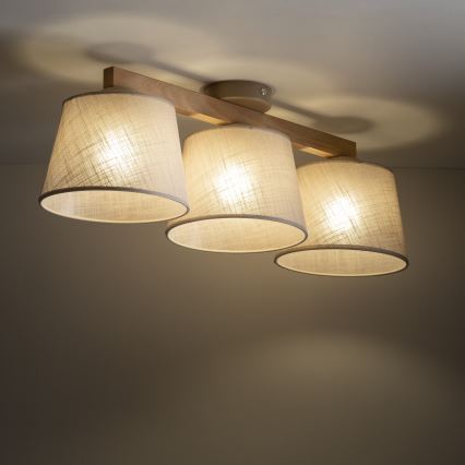 Brilagi - Přisazený lustr LATTE SABIA 3xE27/60W/230V borovice/béžová