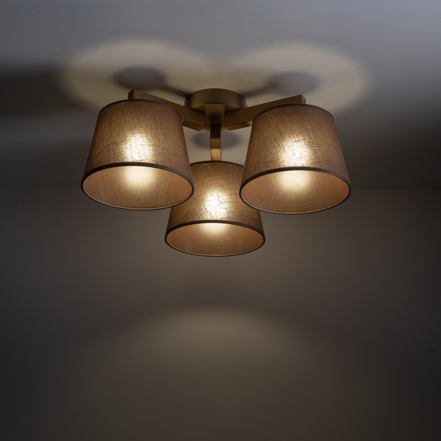 Brilagi - Přisazený lustr LATTE SABIA 3xE27/60W/230V borovice/hnědá