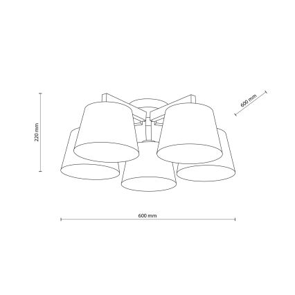 Brilagi - Přisazený lustr LATTE SABIA 5xE27/15W/230V borovice/hnědá