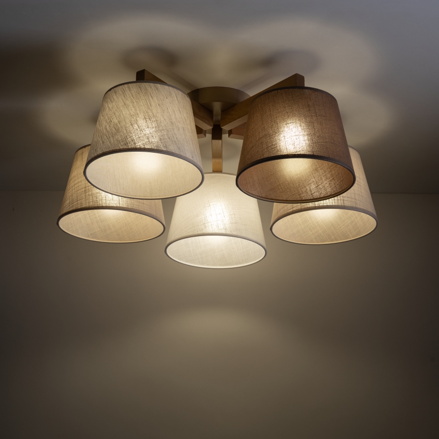 Brilagi - Přisazený lustr LATTE SABIA 5xE27/15W/230V borovice/mix