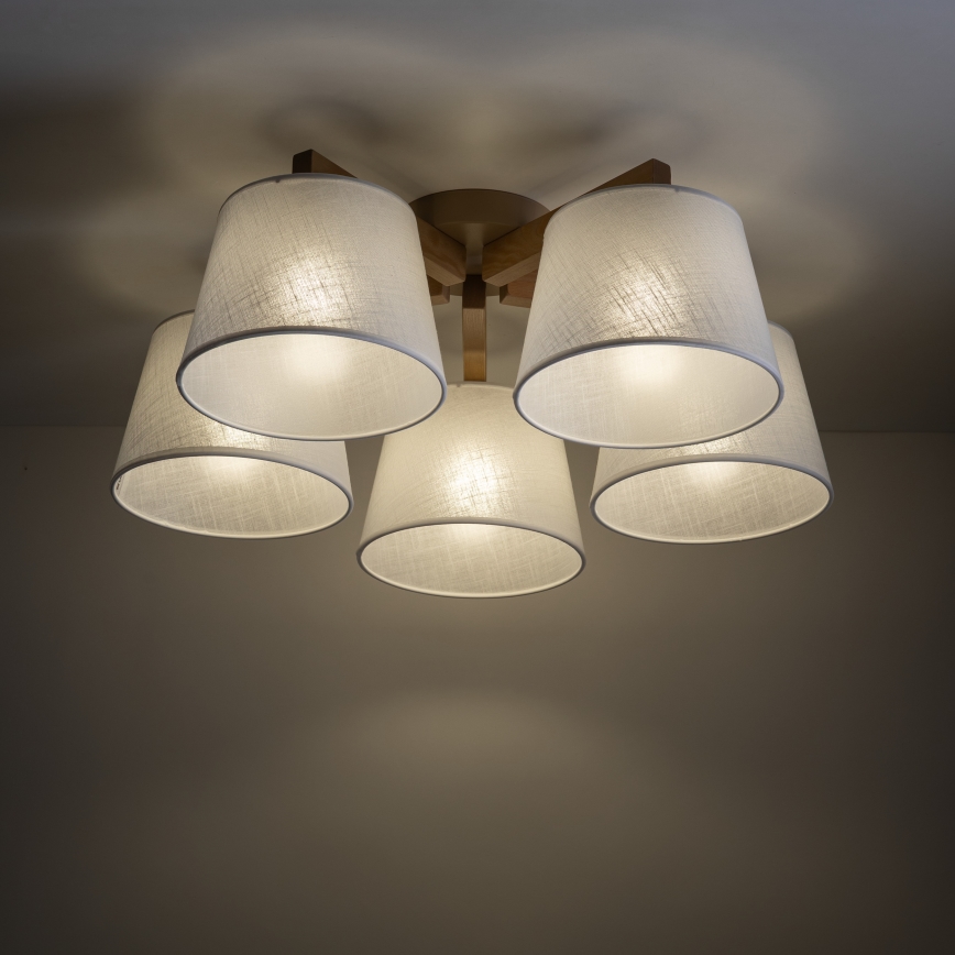 Brilagi - Přisazený lustr LATTE SABIA 5xE27/60W/230V borovice/bílá