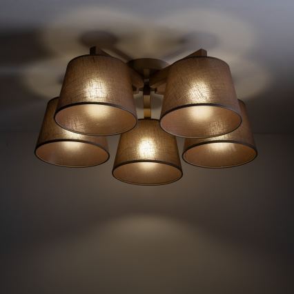 Brilagi - Přisazený lustr LATTE SABIA 5xE27/60W/230V borovice/hnědá