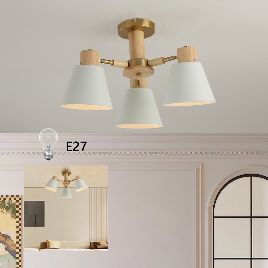 Brilagi - Přisazený lustr LUND WOOD 3xE27/40W/230V pr. 50 cm dřevo