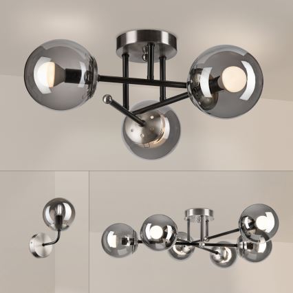 Brilagi - Přisazený lustr MALIVA 3xE14/15W/230V matný chrom/kouřová