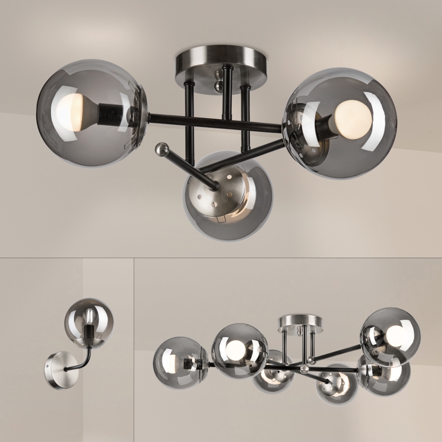 Brilagi - Přisazený lustr MALIVA 3xE14/15W/230V matný chrom/kouřová