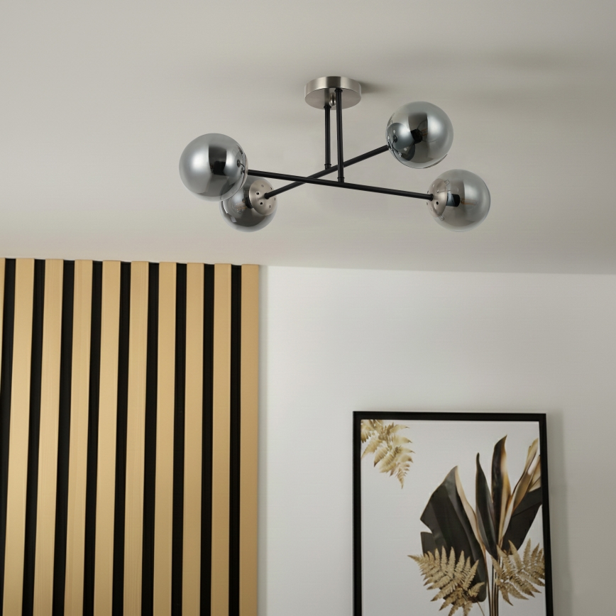 Brilagi - Přisazený lustr MALIVA 4xE14/15W/230V matný chrom/kouřová