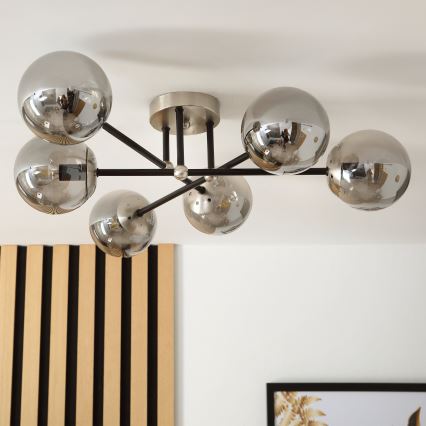 Brilagi - Přisazený lustr MALIVA 6xE14/15W/230V matný chrom/kouřová