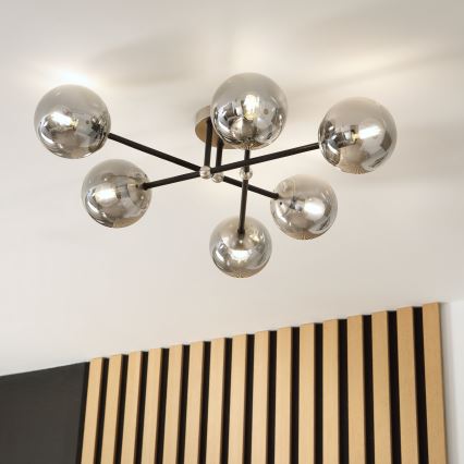 Brilagi - Přisazený lustr MALIVA 6xE14/15W/230V matný chrom/kouřová