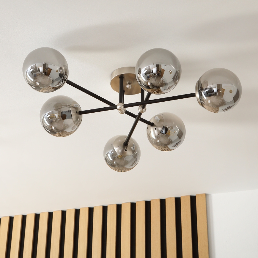 Brilagi - Přisazený lustr MALIVA 6xE14/15W/230V matný chrom/kouřová