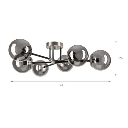Brilagi - Přisazený lustr MALIVA 6xE14/15W/230V matný chrom/kouřová