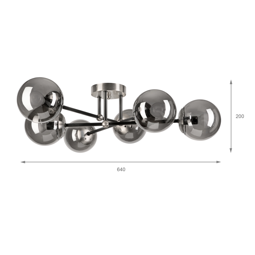 Brilagi - Přisazený lustr MALIVA 6xE14/15W/230V matný chrom/kouřová