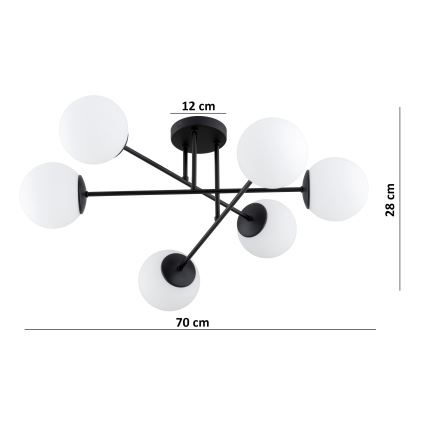 Brilagi - Přisazený lustr MILO 6xE27/60W/230V černá