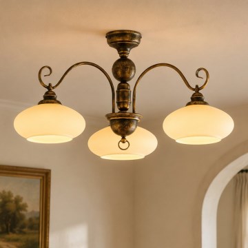 Brilagi - Přisazený lustr MOLLERO 3xE27/15W/230V pr. 84 cm bronz/patina
