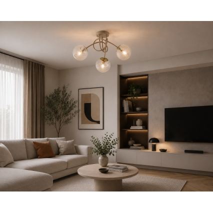 Brilagi - Přisazený lustr STELLA 3xE27/60W/230V béžová/zlatá