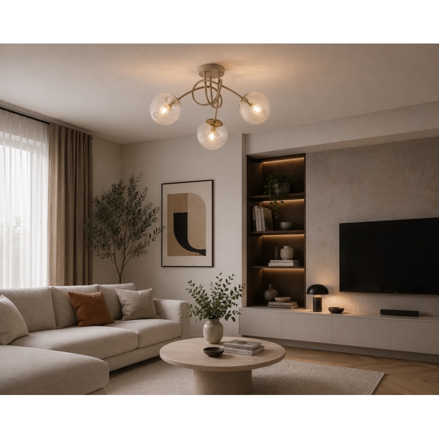 Brilagi - Přisazený lustr STELLA 3xE27/60W/230V béžová/zlatá