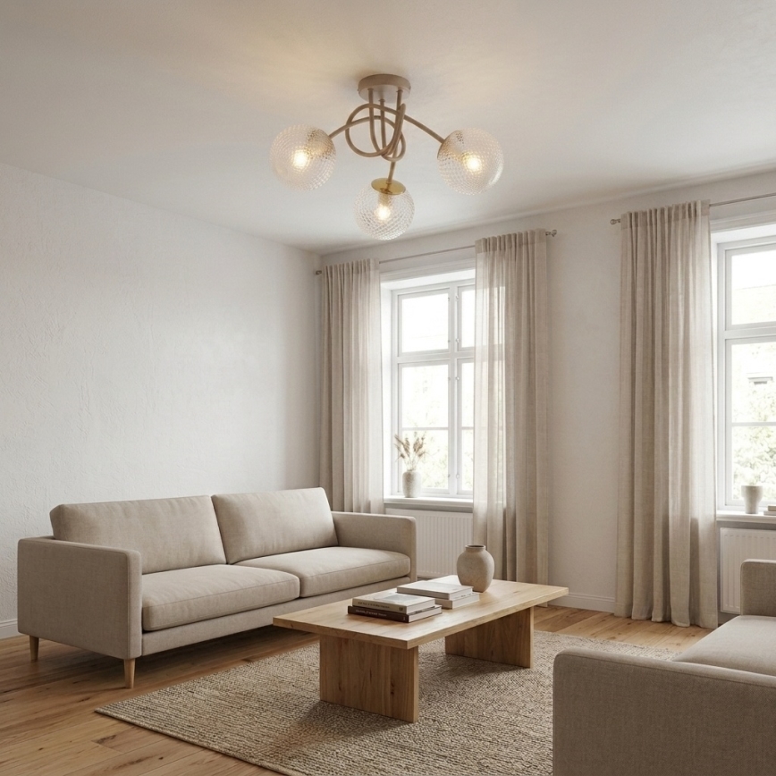 Brilagi - Přisazený lustr STELLA 3xE27/60W/230V béžová/zlatá