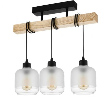 Brilagi - Přisazený lustr WOOD GLASS 3xE27/60W/230V borovice/černá/bílá