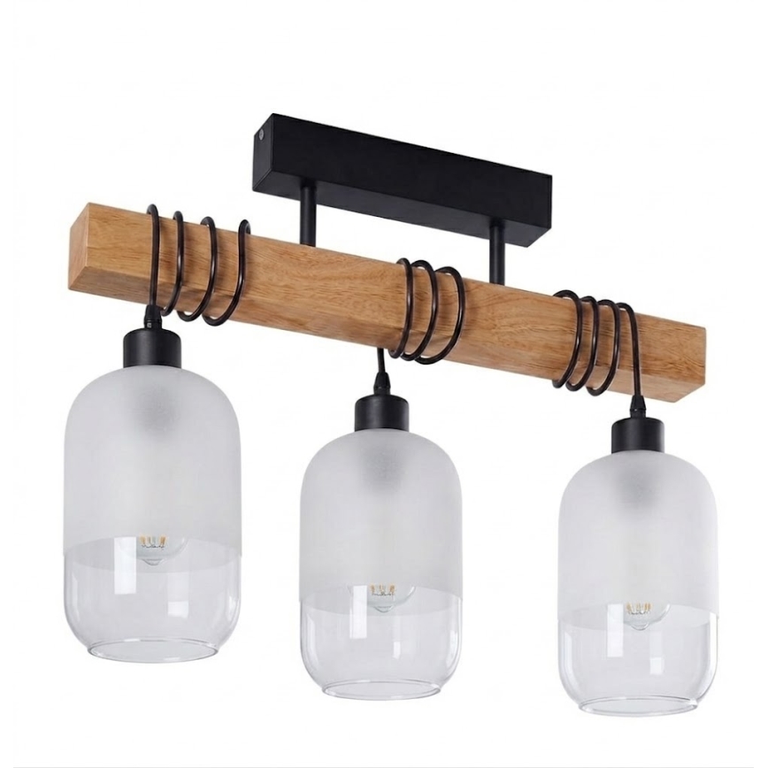 Brilagi - Přisazený lustr WOOD GLASS 3xE27/60W/230V borovice/černá/bílá