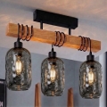 Brilagi - Přisazený lustr WOOD GLASS 3xE27/60W/230V borovice/černá/kouřová šedá