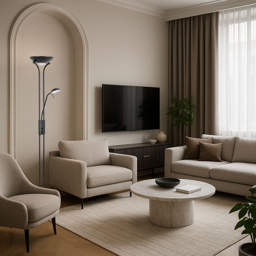 Brilagi - Stmívatelná stojací lampa SCARLETT 1xR7s/230W/230V + 1xG9/40W černá