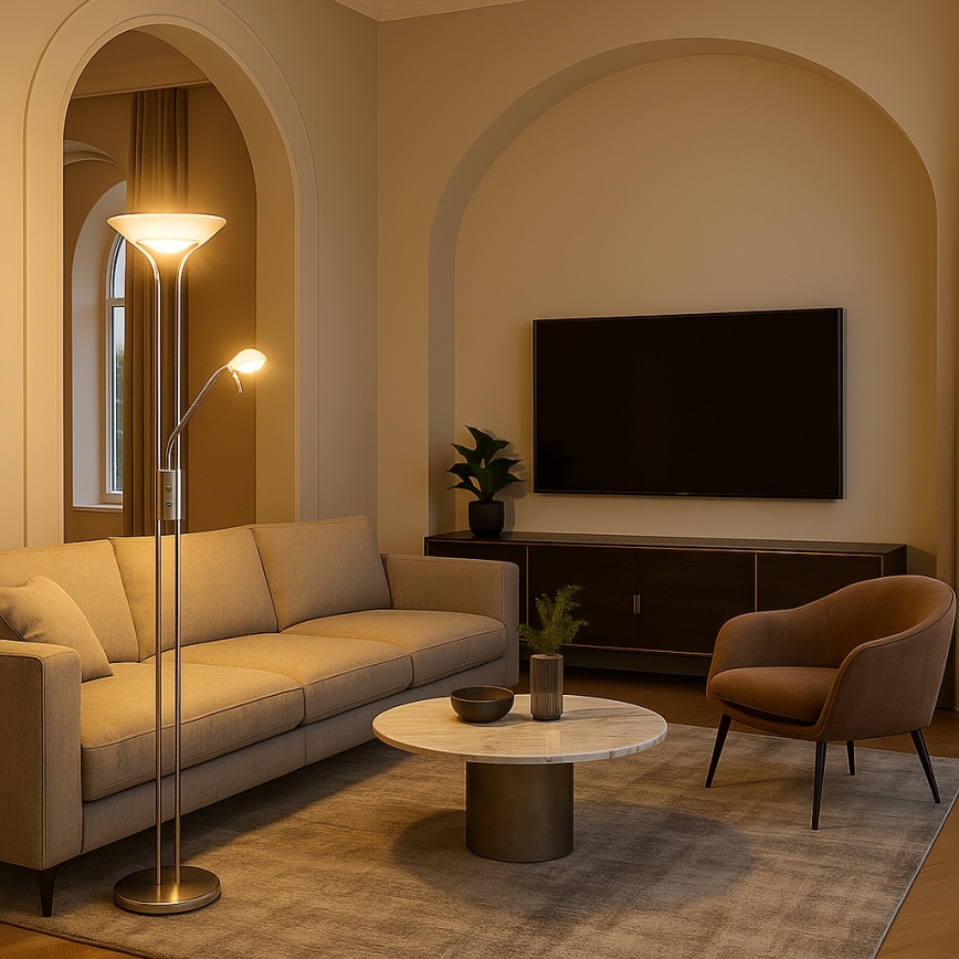 Brilagi - Stmívatelná stojací lampa SCARLETT 1xR7s/230W/230V + 1xG9/40W matný chrom