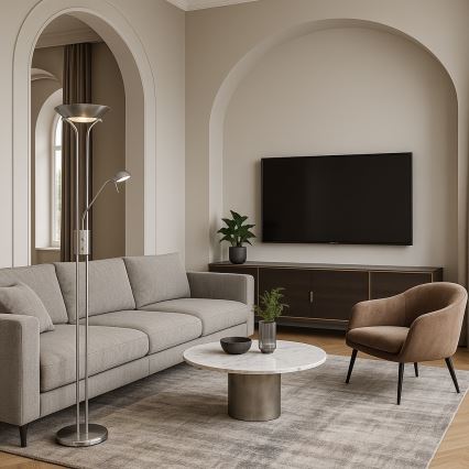 Brilagi - Stmívatelná stojací lampa SCARLETT 1xR7s/230W/230V + 1xG9/40W matný chrom