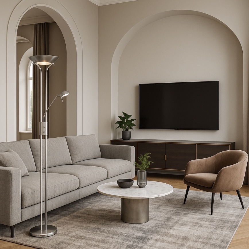 Brilagi - Stmívatelná stojací lampa SCARLETT 1xR7s/230W/230V + 1xG9/40W matný chrom