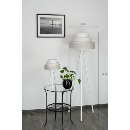 Brilagi - Stojací lampa ALASKA LUNETA 1xE27/15W/230V šedá/krémová