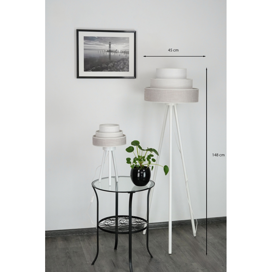 Brilagi - Stojací lampa ALASKA LUNETA 1xE27/15W/230V šedá/krémová