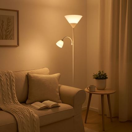 Brilagi - Stojací lampa ARIANA 1xE27/100W/230V + 1xE14/25W bílá