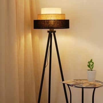 Brilagi - Stojací lampa ASPEN LUNETA 1xE27/15W/230V černá/béžová/krémová