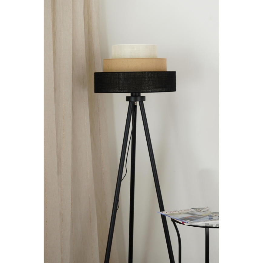 Brilagi - Stojací lampa ASPEN LUNETA 1xE27/15W/230V černá/béžová/krémová