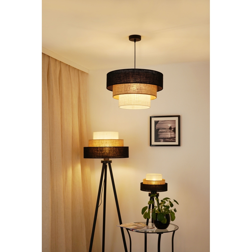 Brilagi - Stojací lampa ASPEN LUNETA 1xE27/15W/230V černá/béžová/krémová