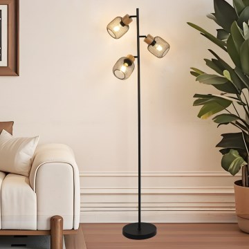 Brilagi - Stojací lampa BASKLITE 3xE14/15W/230V kaučukovník/černá