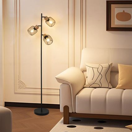 Brilagi - Stojací lampa BASKLITE 3xE14/15W/230V kaučukovník/černá