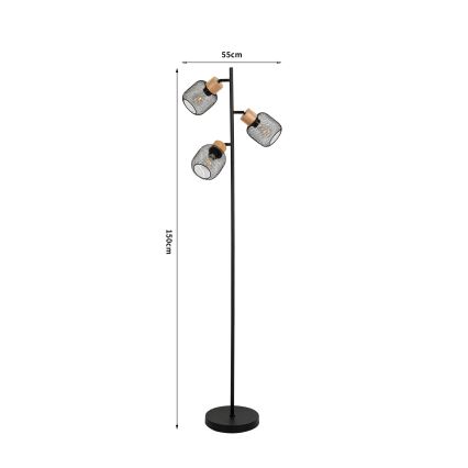 Brilagi - Stojací lampa BASKLITE 3xE14/15W/230V kaučukovník/černá