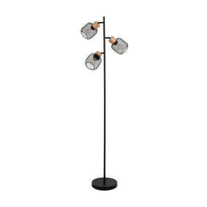 Brilagi - Stojací lampa BASKLITE 3xE27/15W/230V dřevo/černá