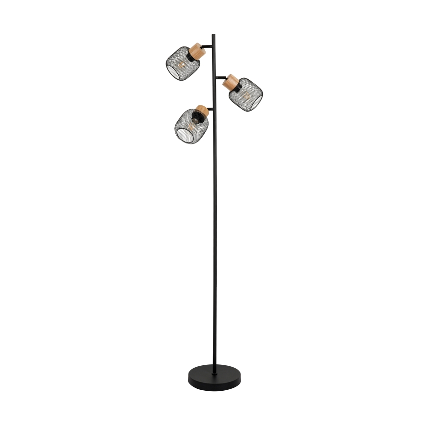 Brilagi - Stojací lampa BASKLITE 3xE27/15W/230V dřevo/černá